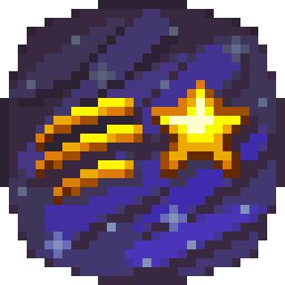 Firmament - A golden shooting star on a deep blue pixel-art space background